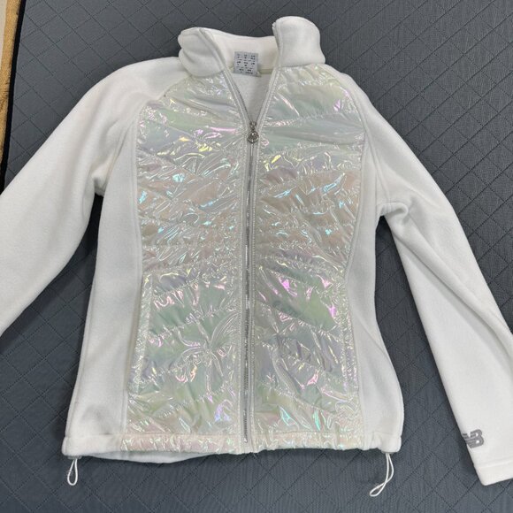 New Balance White Iridescent Zip Front Jacket Size Medium - Picture 10 of 11